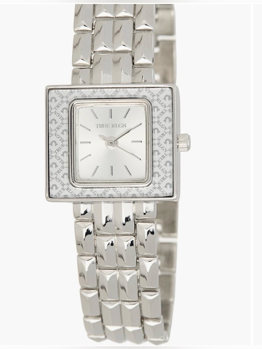 True Religion Silver Square-Link Bracelet Watch NWT